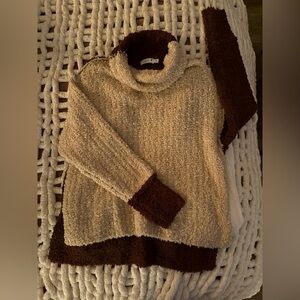 NEW Lush wool blend colorblock fuzzy cowl turtleneck S